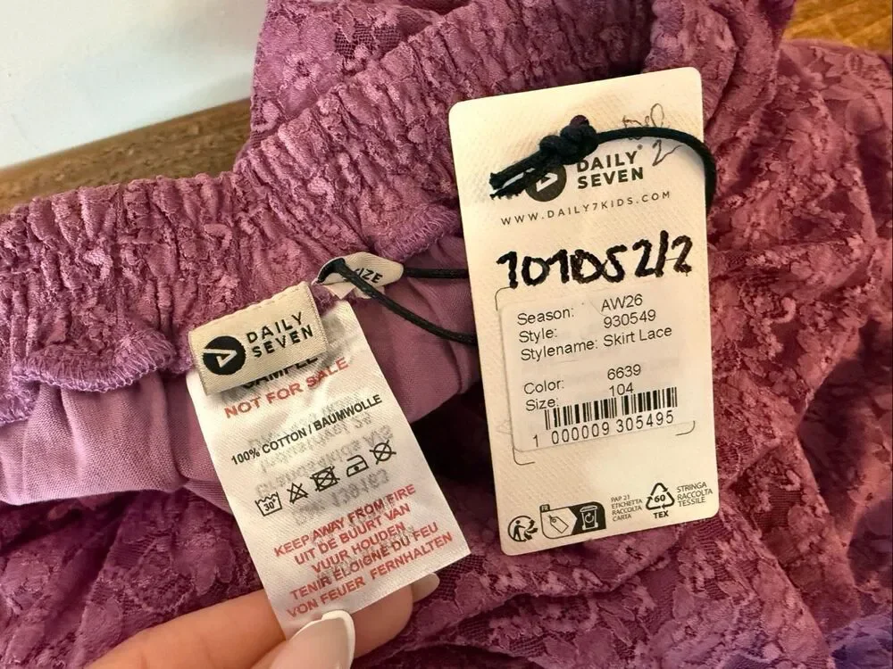 DAILY7 Euro Brand Girls Lace Skirt Set - 100% Cotton - Designer Sample